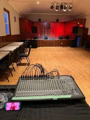 Stage area inside Gilford Community Hall